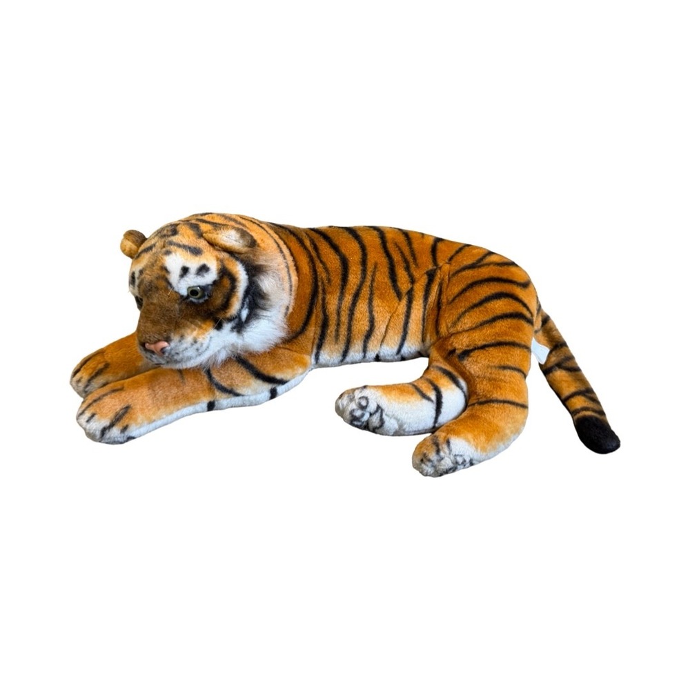Kellytoy Realistic Lying Tiger Plush Orange Black Striped Stuffed Animal Toy 22"